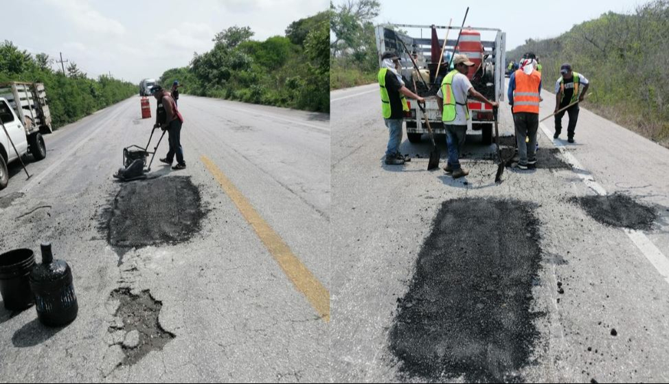 Gobierno de AMLO bachea carreteras federales en Campeche 