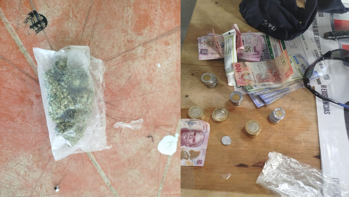 Se hallaron hierba seca con características de marihuana y una bolsa con fragmentos sólidos que parecen ser droga. Se hallaron hierba seca con características de marihuana y una bolsa con fragmentos sólidos que parecen ser droga.