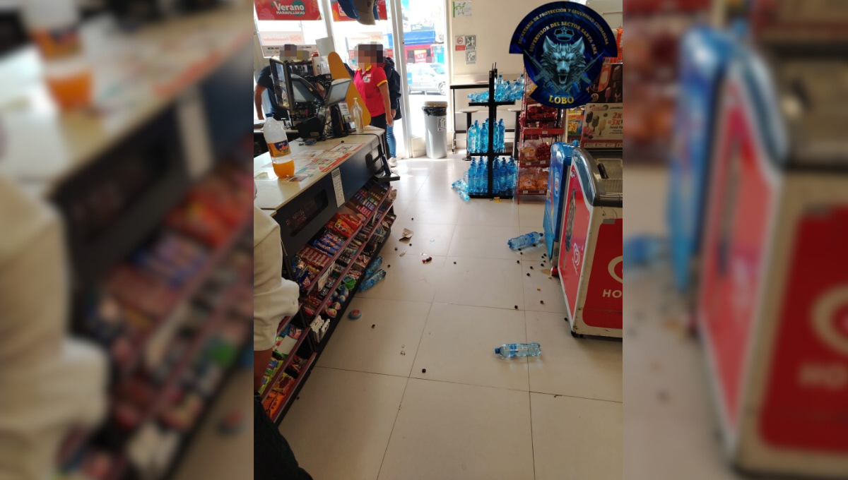 La mujer causó daños en las instalaciones de la tienda. La mujer causó daños en las instalaciones de la tienda.