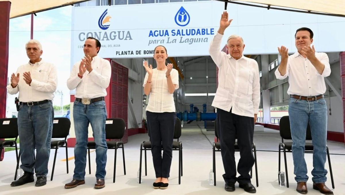 El presdente Andrés Manuel López Obrador durante la inauguración de la segunda etapa de Agua Saludable para La Laguna El presdente Andrés Manuel López Obrador durante la inauguración de la segunda etapa de Agua Saludable para La Laguna