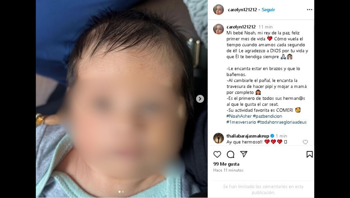 El tercer nieto del presidente Andrés Manuel López Obrador, Noah Asher, cumplió un mes y así lo compartió la madre del menor El tercer nieto del presidente Andrés Manuel López Obrador, Noah Asher, cumplió un mes y así lo compartió la madre del menor