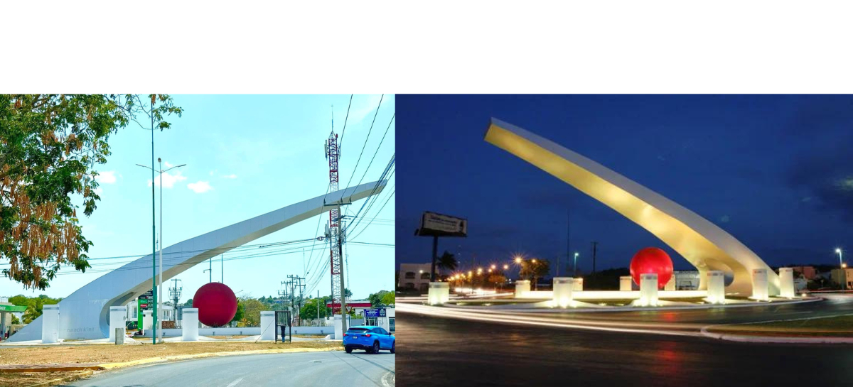 Conocido como "La Engrapadora" o "La Bola de Queso", conmemora la Emancipación Política del Estado de Campeche. Conocido como "La Engrapadora" o "La Bola de Queso", conmemora la Emancipación Política del Estado de Campeche.