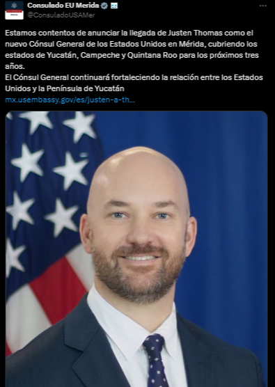 Él es Justen Thomas, el nuevo Cónsul General de los Estados Unidos en Mérida Él es Justen Thomas, el nuevo Cónsul General de los Estados Unidos en Mérida