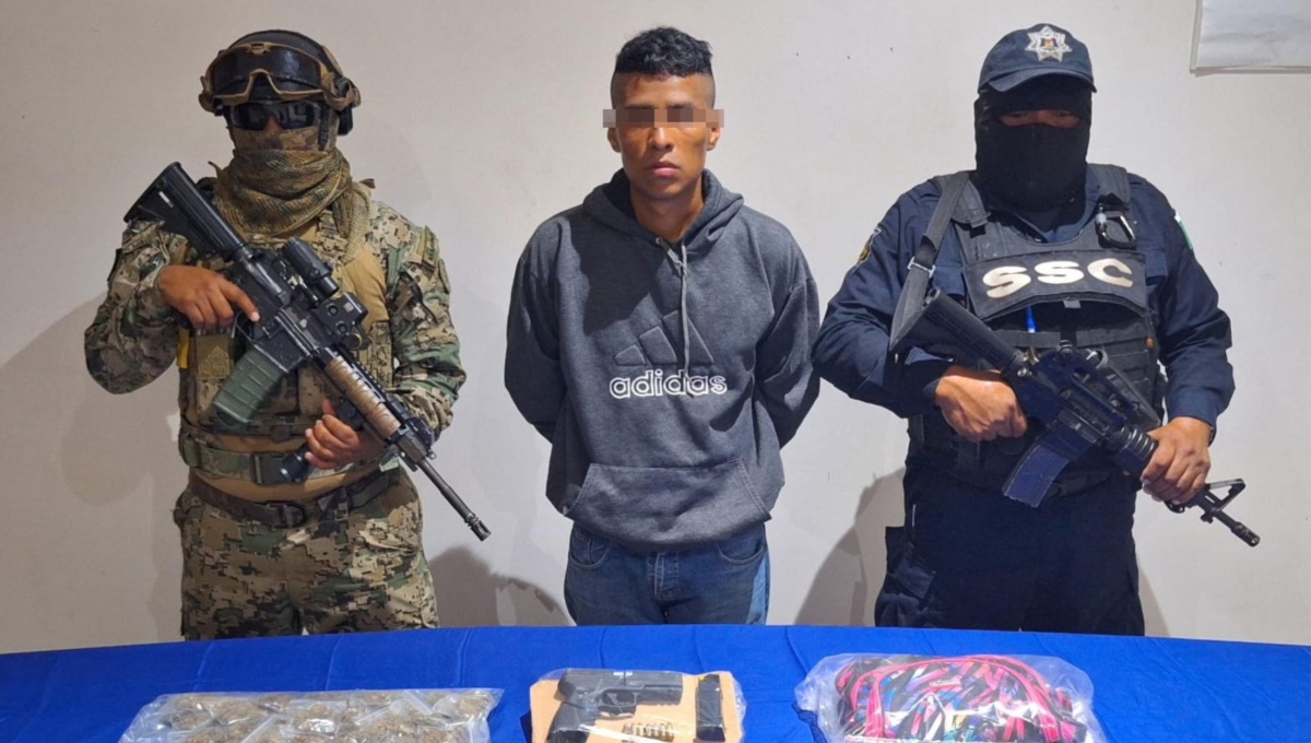 Detienen a un presunto narcomenudista armado en Tulum