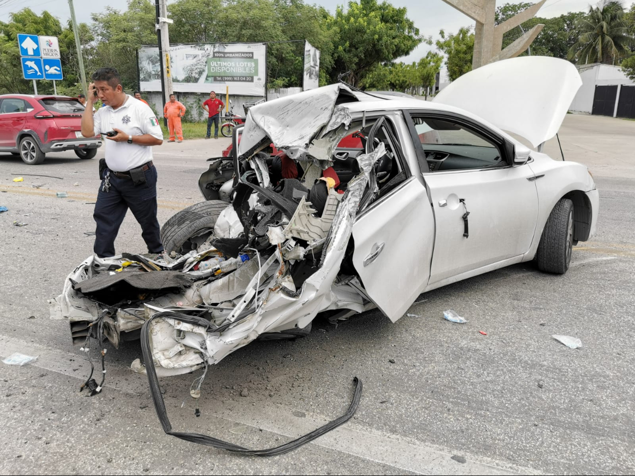 El vehículo terminó totalmente destruido El vehículo terminó totalmente destruido