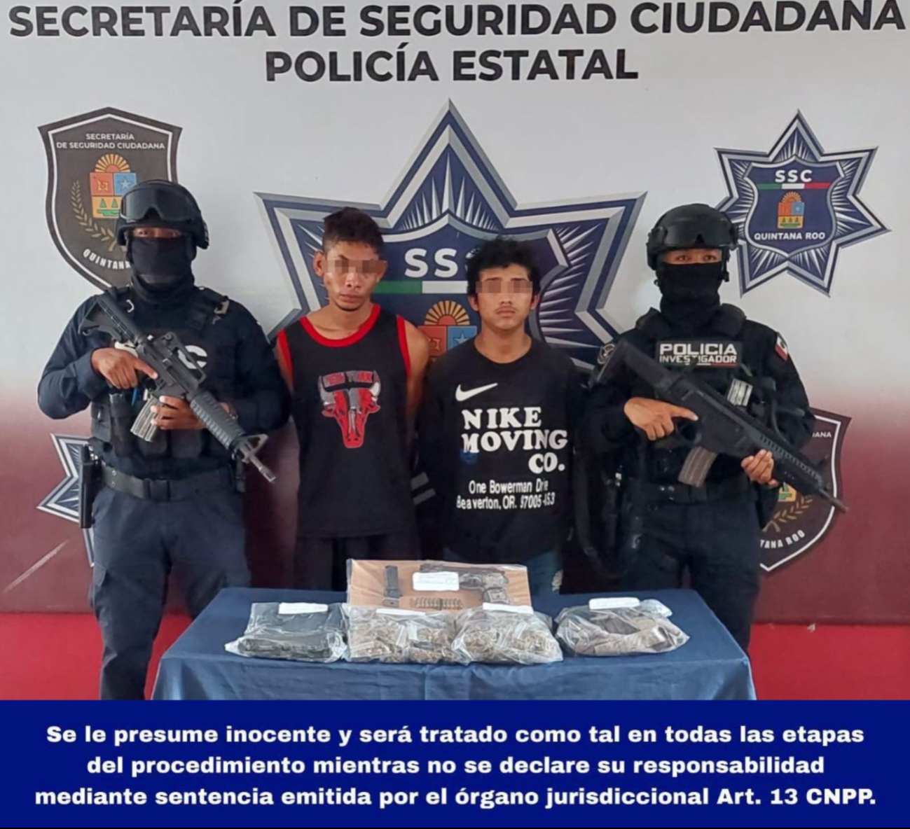 Detienen a hombres en Cancún por portar más de 100 dosis de marihuana  
