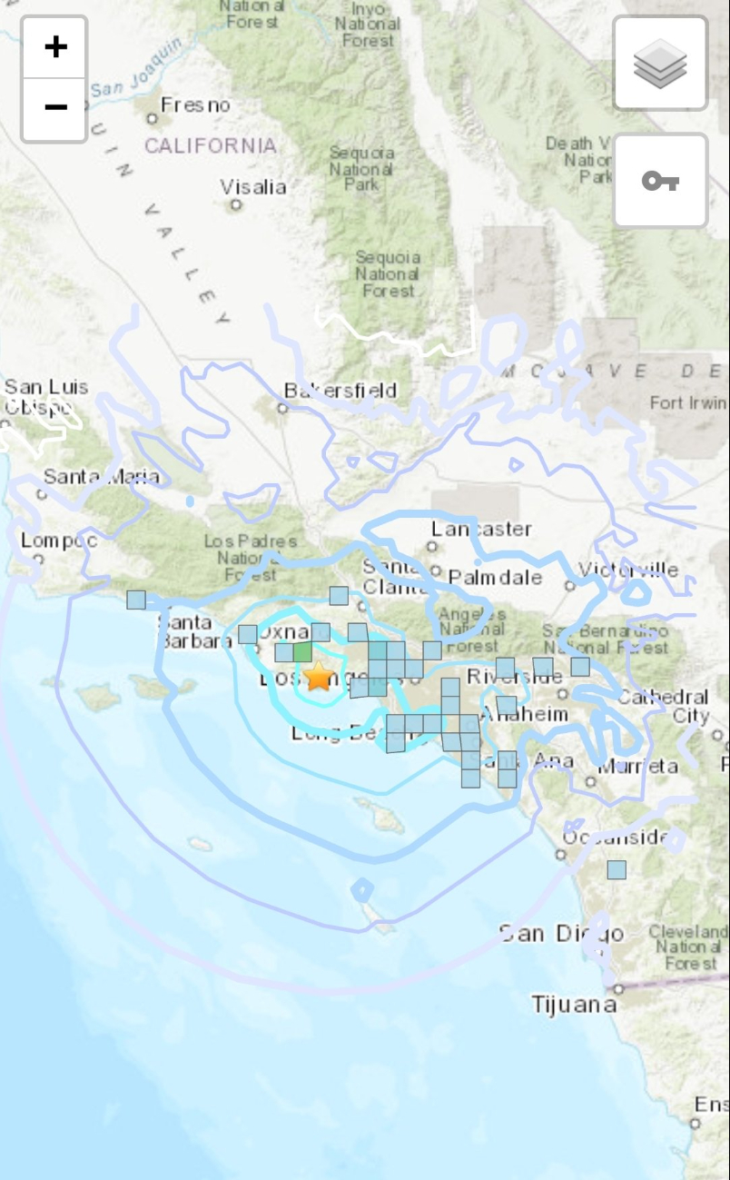 Epicentro del sismo en Los Ángeles Epicentro del sismo en Los Ángeles