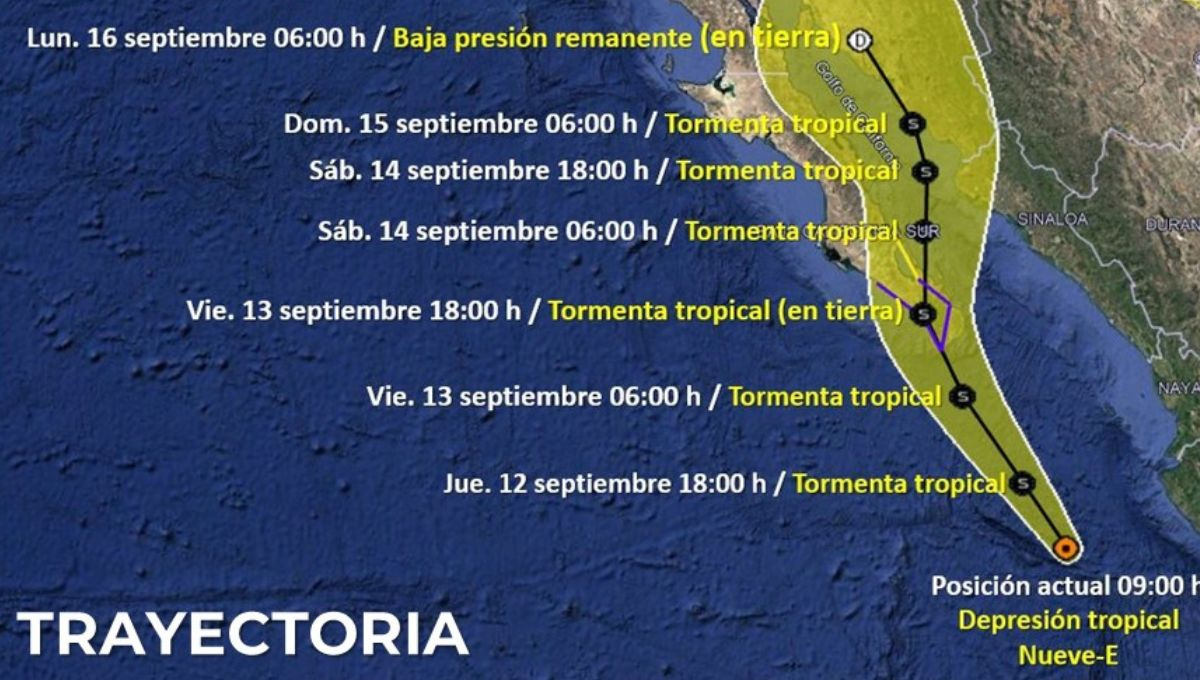 Trayectoria de la Depresión Tropical Nueve-E en México Trayectoria de la Depresión Tropical Nueve-E en México