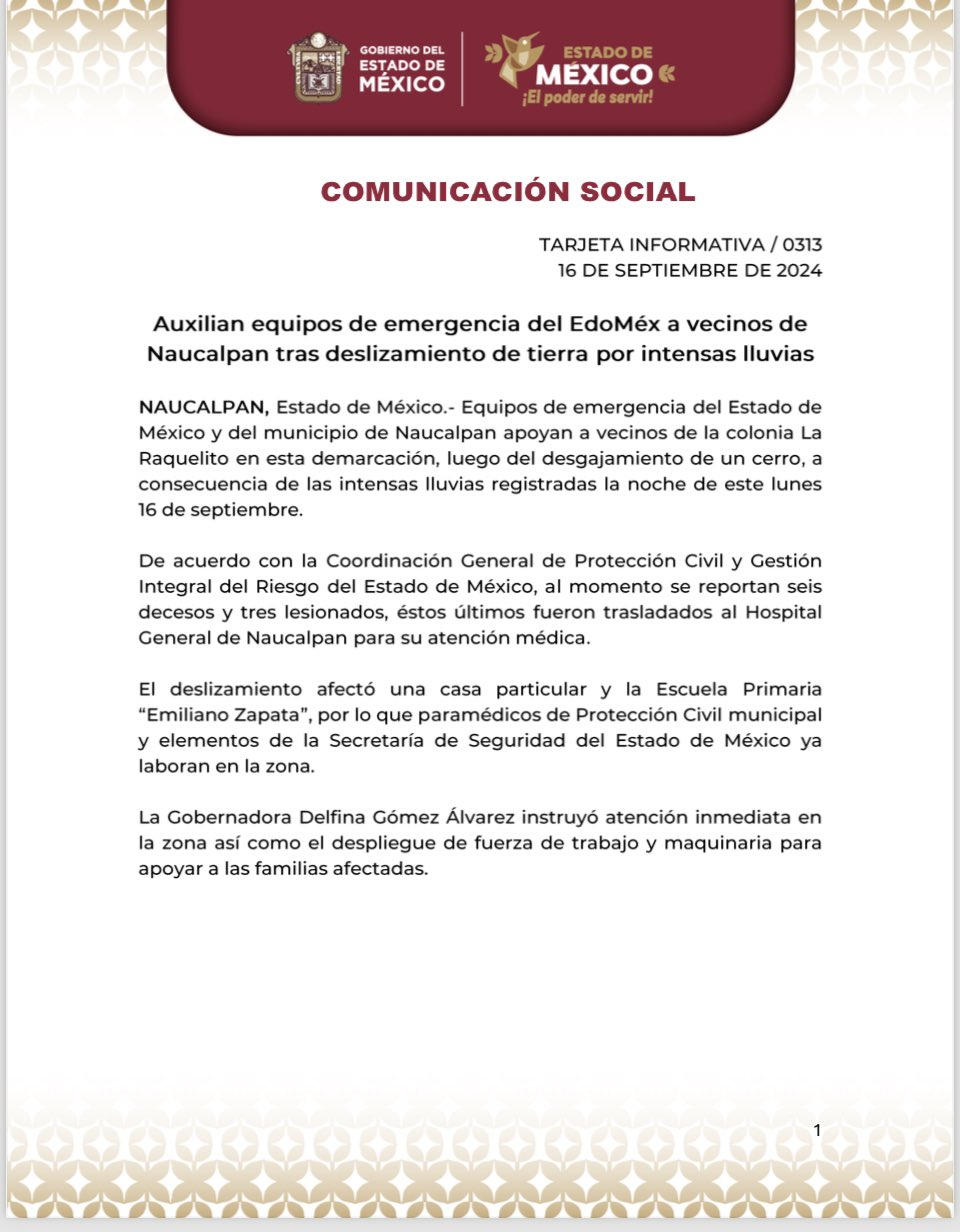 Fue Moisés Minquini, director de Protección Civil de Naucalpan, quien habló sobre lo sucedido Fue Moisés Minquini, director de Protección Civil de Naucalpan, quien habló sobre lo sucedido