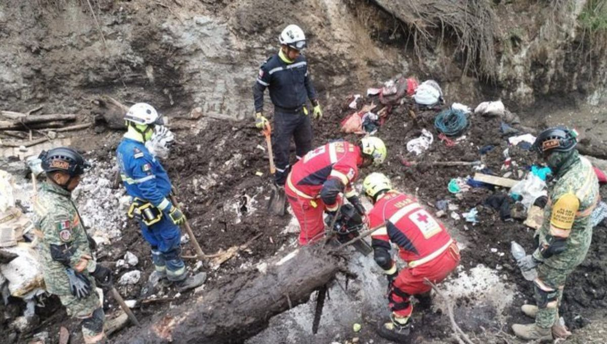 La Coordinación Nacional de Proteción Civil concluyó labores de rescate en San Luis Ayucan, municipio de Jilotzingo, Estado de México