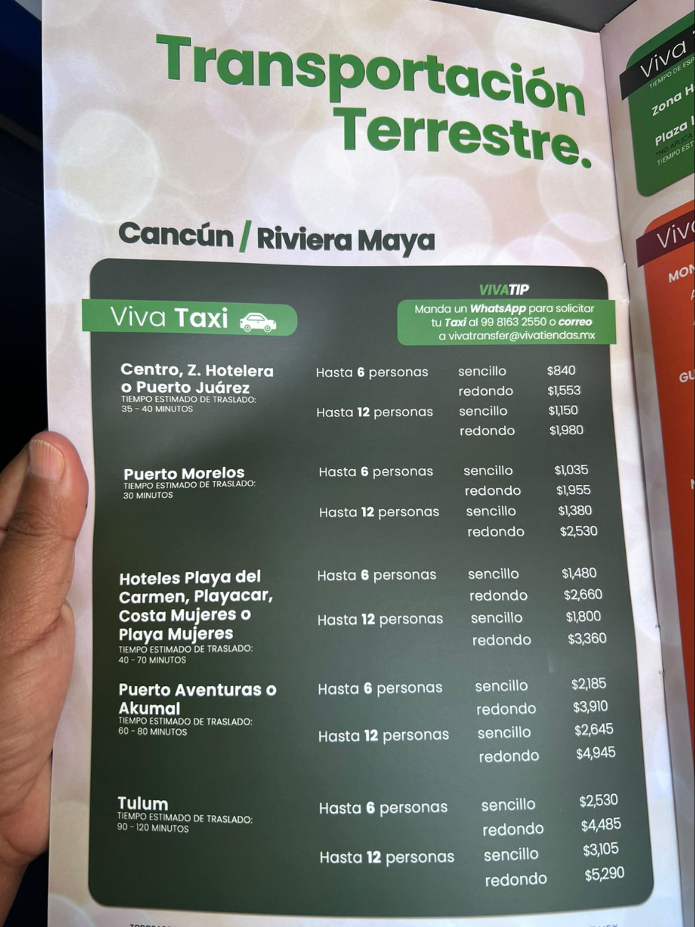 Precios de Viva Taxi en el aeropuerto de Cancún Precios de Viva Taxi en el aeropuerto de Cancún