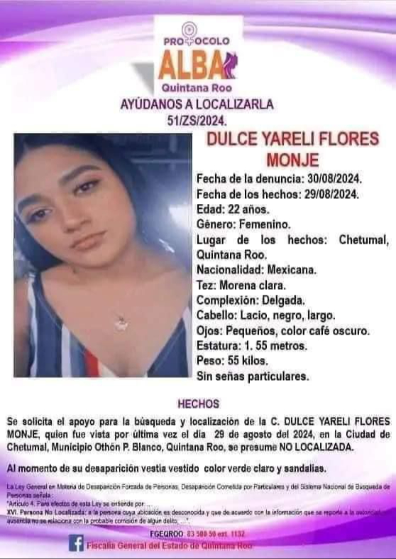Aún no se ha confirmado si el cuerpo se trata de Dulce Yareli Flores Monje Aún no se ha confirmado si el cuerpo se trata de Dulce Yareli Flores Monje