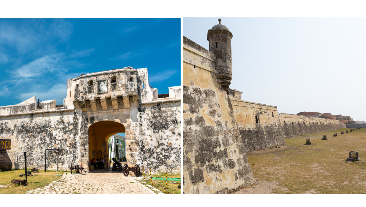 Campeche y Cartagena son ciudades amuralladas que se fortificaron para protegerse de ataques piratas durante la época colonial. Campeche y Cartagena son ciudades amuralladas que se fortificaron para protegerse de ataques piratas durante la época colonial.