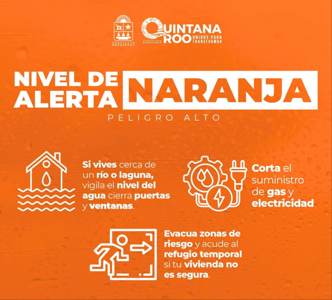 Emiten alerta naranja y aplican la ley seca en cinco municipios de Quintana Roo