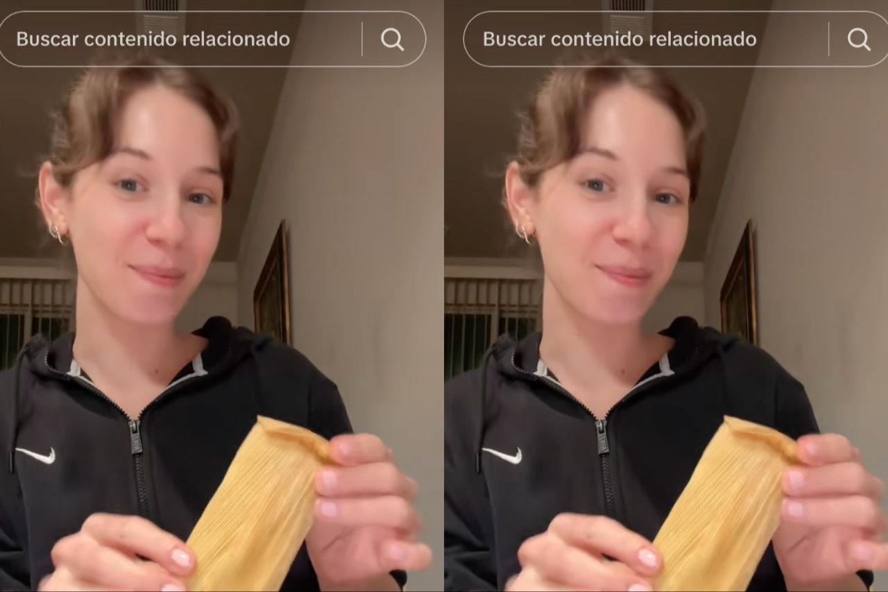 Extranjera come por primera vez un tamal y lo hace con todo y la hoja Extranjera come por primera vez un tamal y lo hace con todo y la hoja
