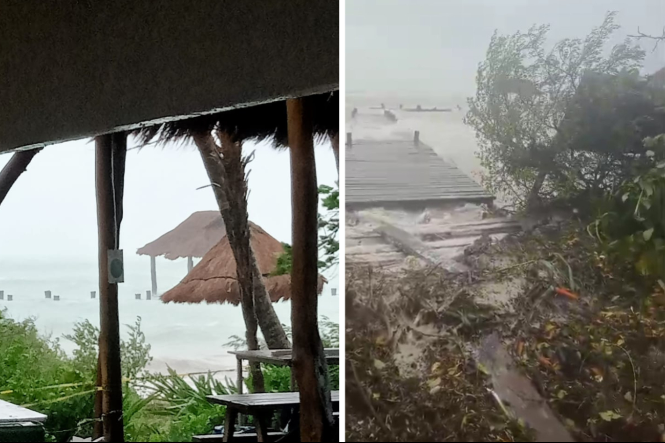 Fotos y videos muestran daños en el muelle, la palapa del comedor, el área de cocina y las palapas de la playa Fotos y videos muestran daños en el muelle, la palapa del comedor, el área de cocina y las palapas de la playa