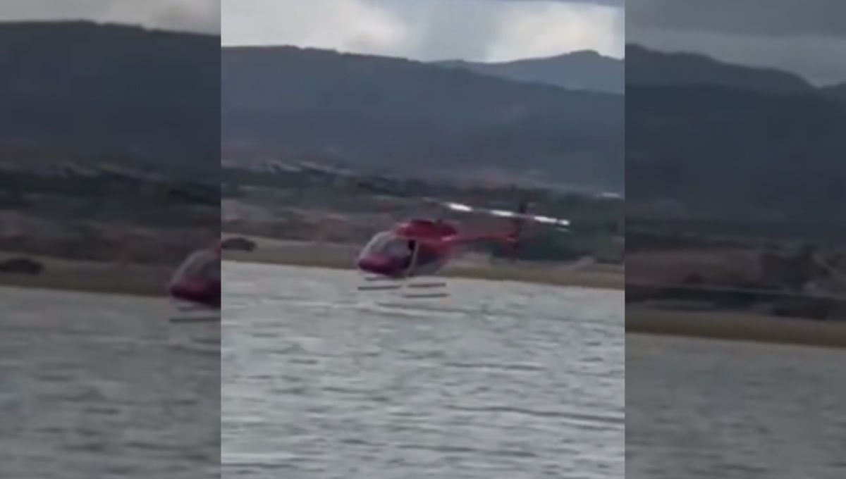 Así fue la caída de un helicóptero en la presa de Chihuahua: VIDEO