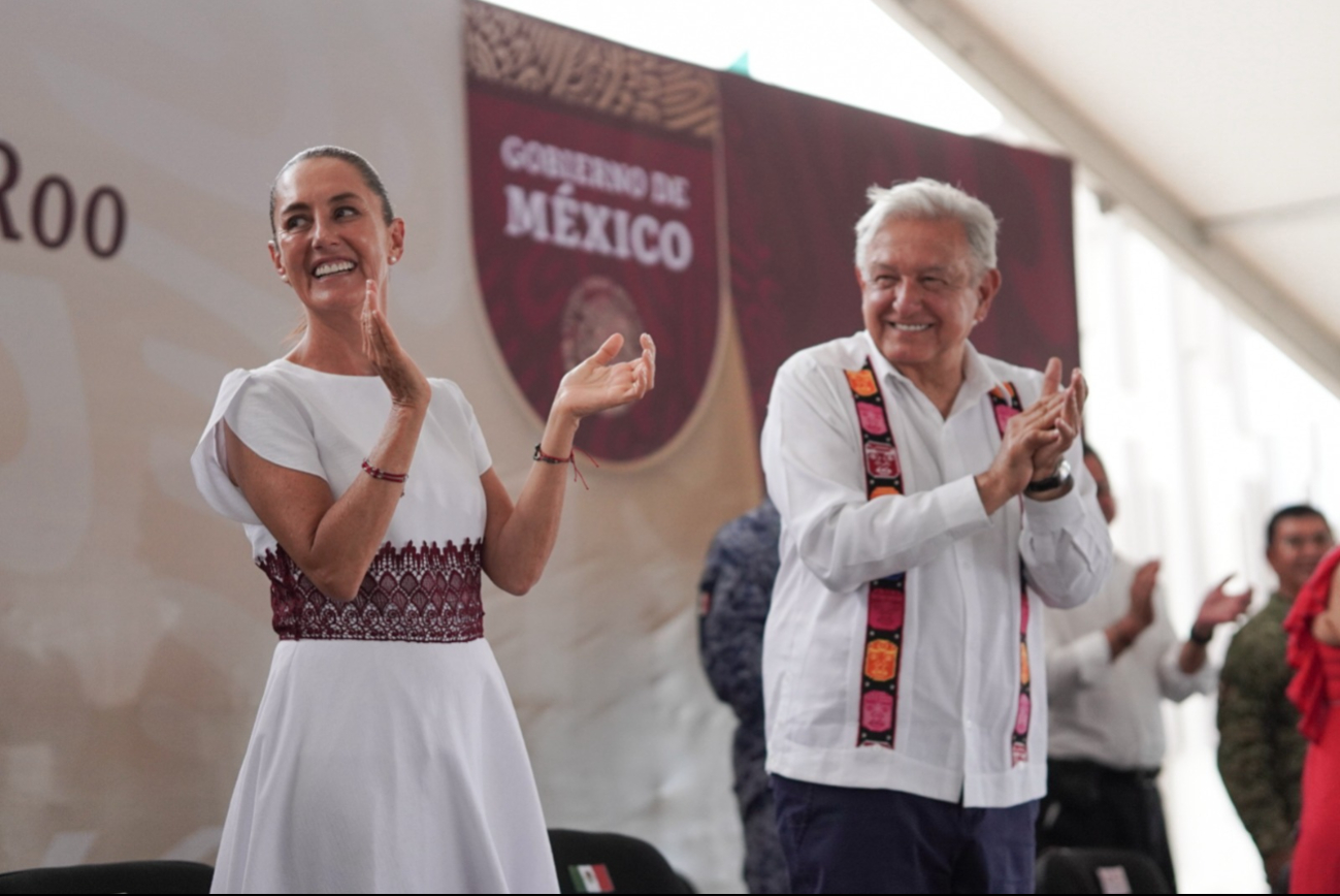 Claudia Sheinbaum y AMLO en Solidaridad, Quintana Roo Claudia Sheinbaum y AMLO en Solidaridad, Quintana Roo