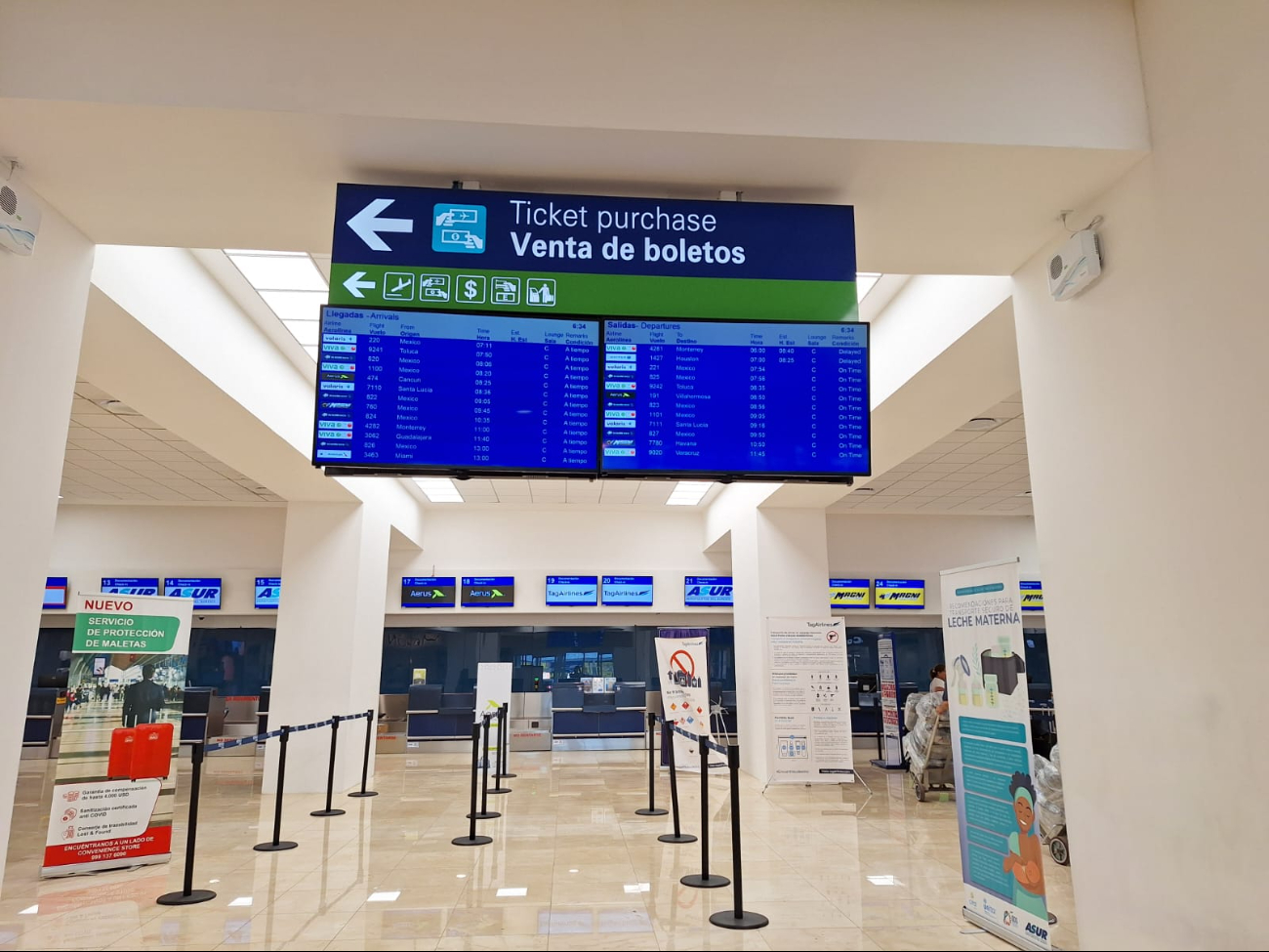 Hay una afluencia mínima de personas en el aeropuerto de Mérida Hay una afluencia mínima de personas en el aeropuerto de Mérida