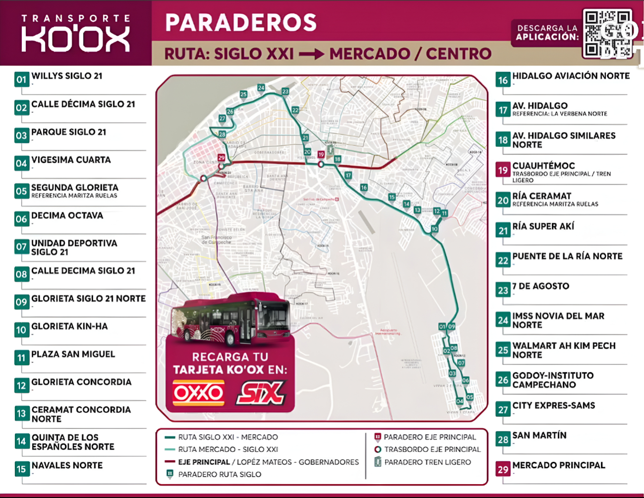 La ruta incluye 29 paradas en puntos estratégicos como la Unidad Deportiva y la Plaza San Miguel La ruta incluye 29 paradas en puntos estratégicos como la Unidad Deportiva y la Plaza San Miguel