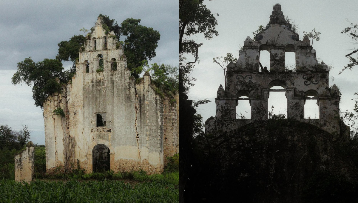 La iglesia abandonada de Seyba Cabecera se encuentra en el estado de Campeche, México La iglesia abandonada de Seyba Cabecera se encuentra en el estado de Campeche, México