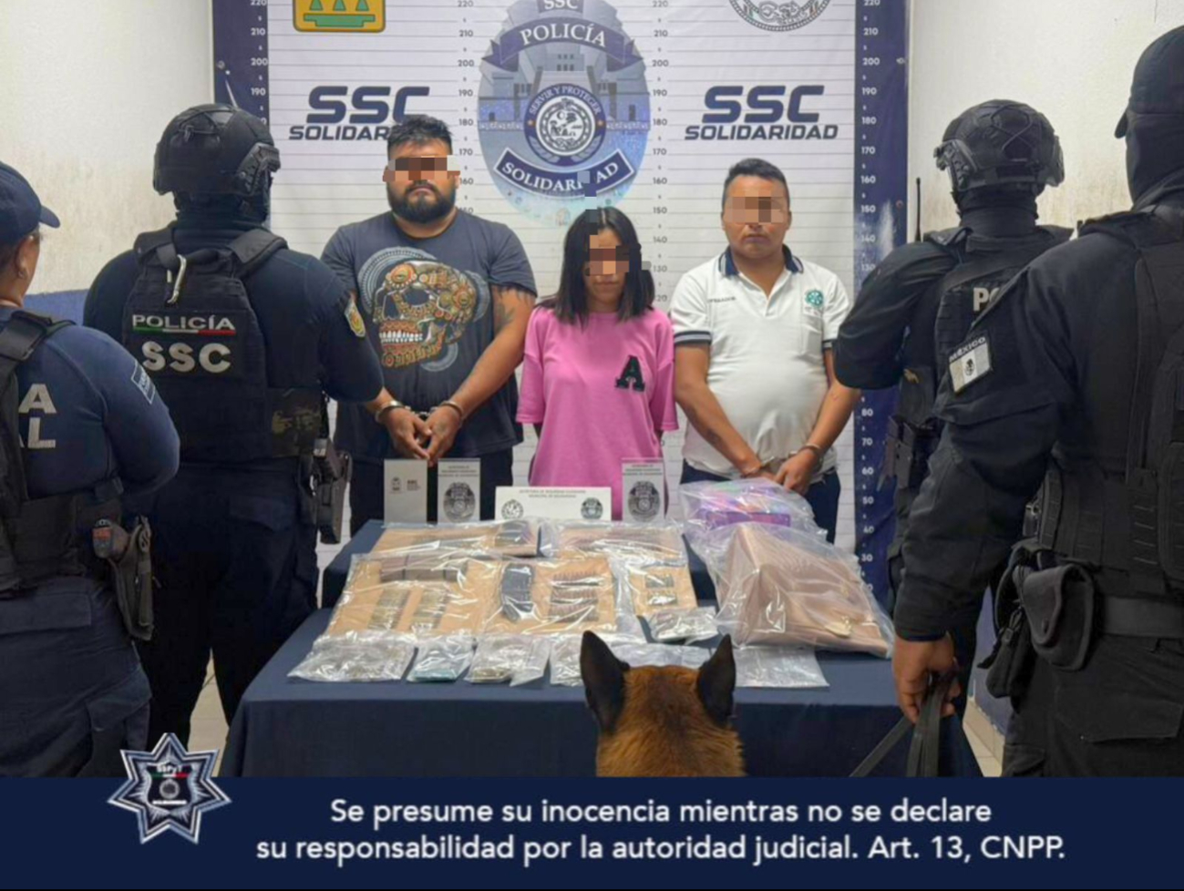 Detienen a tres personas  con dosis de narcóticos y un arma de fuego en Playa del Carmen