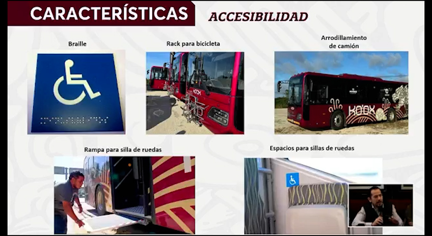 Las unidades tendrán sistema braille, rack para bicicletas, rampa y espacio para sillas de ruedas, y arrodillamiento del camión Las unidades tendrán sistema braille, rack para bicicletas, rampa y espacio para sillas de ruedas, y arrodillamiento del camión
