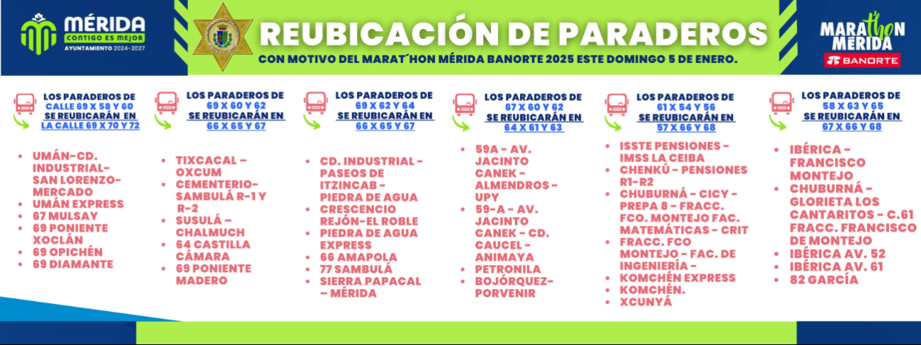 Los paraderos regresarán a la normalidad tras finalizar el Marat'hon de Mérida Los paraderos regresarán a la normalidad tras finalizar el Marat'hon de Mérida