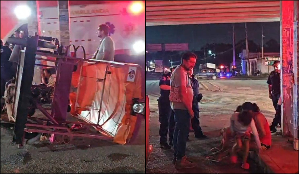 Auto embiste a un mototaxi a la altura del puente de San Pedro Nohpat en la vía Mérida-Valladolid