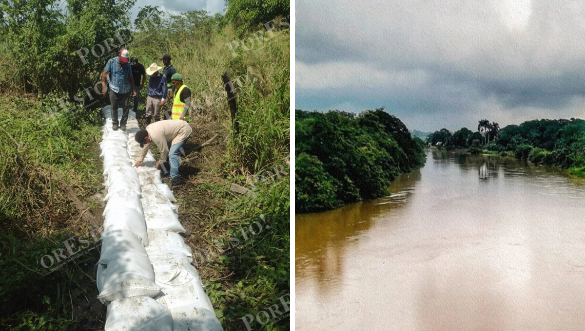 Río Palizada aumenta su nivel; Protección Civil refuerza bordos