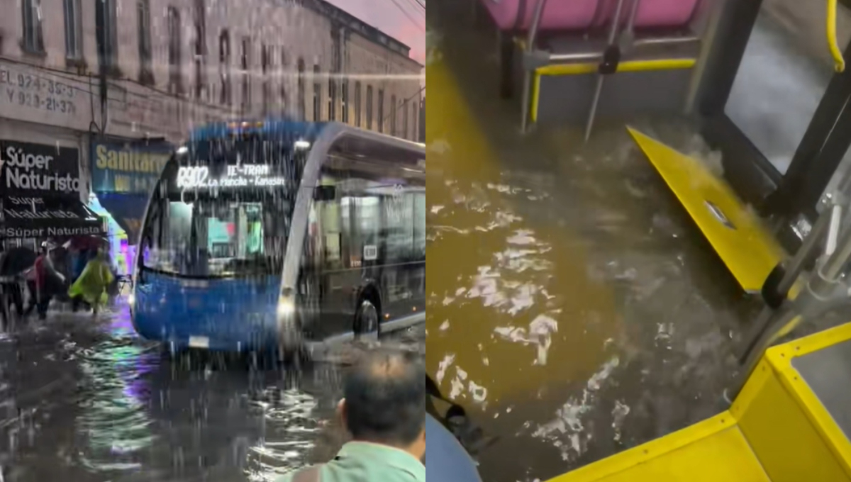 Las calles inundadas de Mérida provocaron afectaciones en el transporte público