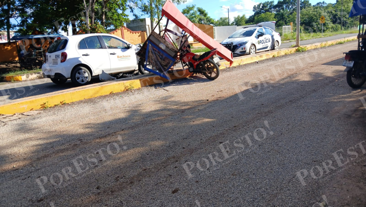 El conductor de la mototaxi, Eduardo Ayil Bacab, resultó con golpes en la cabeza y costillas. El conductor de la mototaxi, Eduardo Ayil Bacab, resultó con golpes en la cabeza y costillas.