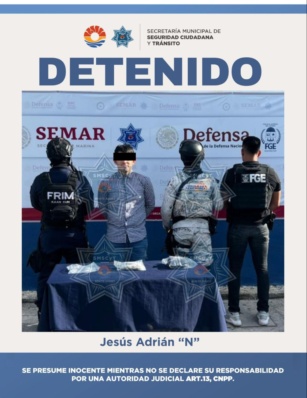 Jesús Adrián “N” fue detenido y puesto a disposición de la Fiscalía General del Estado Jesús Adrián “N” fue detenido y puesto a disposición de la Fiscalía General del Estado