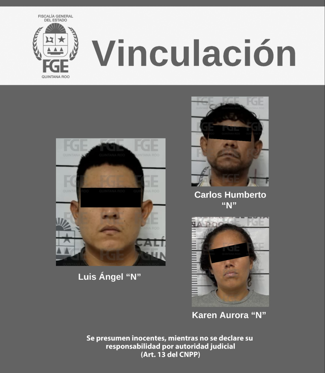 Dictan prisión preventiva a dos hombres y una mujer por homicidio en Cancún Dictan prisión preventiva a dos hombres y una mujer por homicidio en Cancún