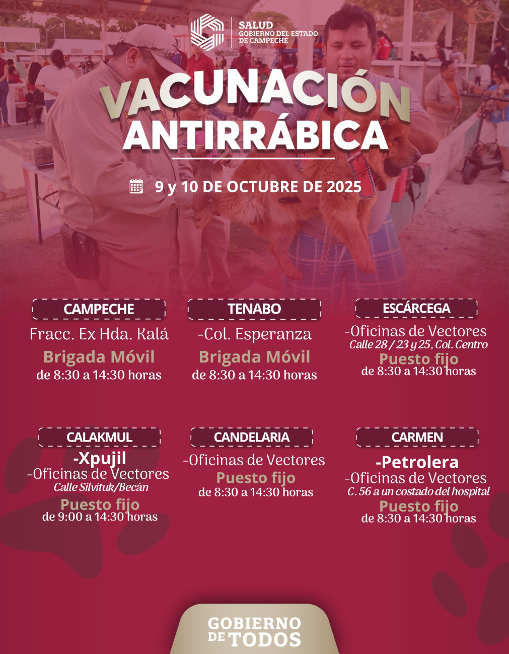 Las brigadas operarán en municipios como Campeche, Tenabo, Escárcega, Xpujil, Candelaria y Ciudad del Carmen.