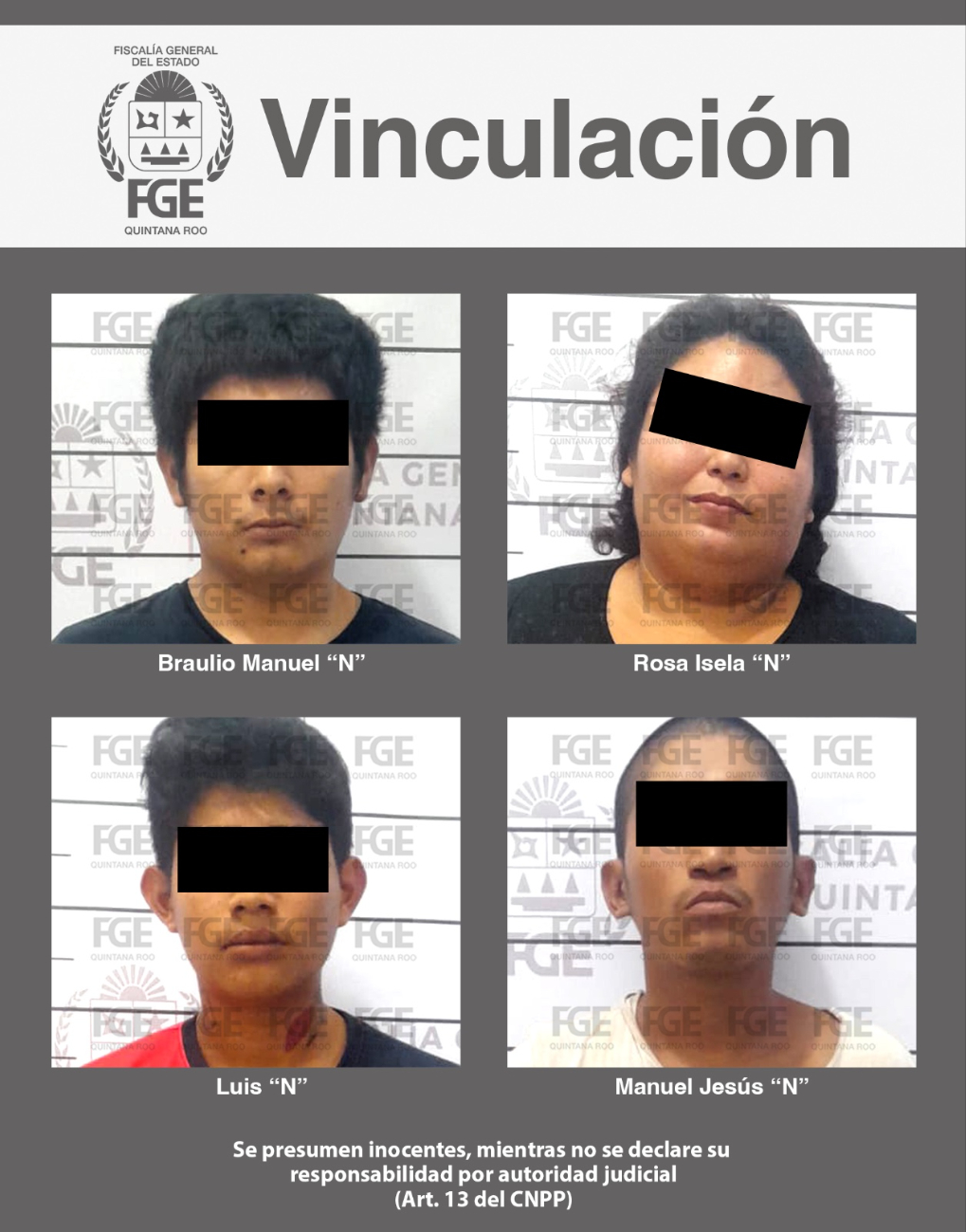 Vinculan a proceso a cuatro personas por el delito de narcomenudeo en Tulum