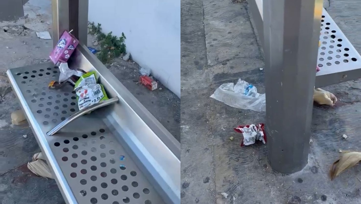 Paraderos del Va y Ven en Mérida convertidos en basureros por los propios usuarios
