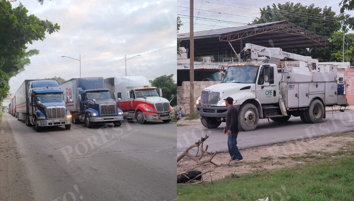 Vecinos de El Roble Agrícola, Mérida, bloquean Periférico Poniente por apagón de tres días