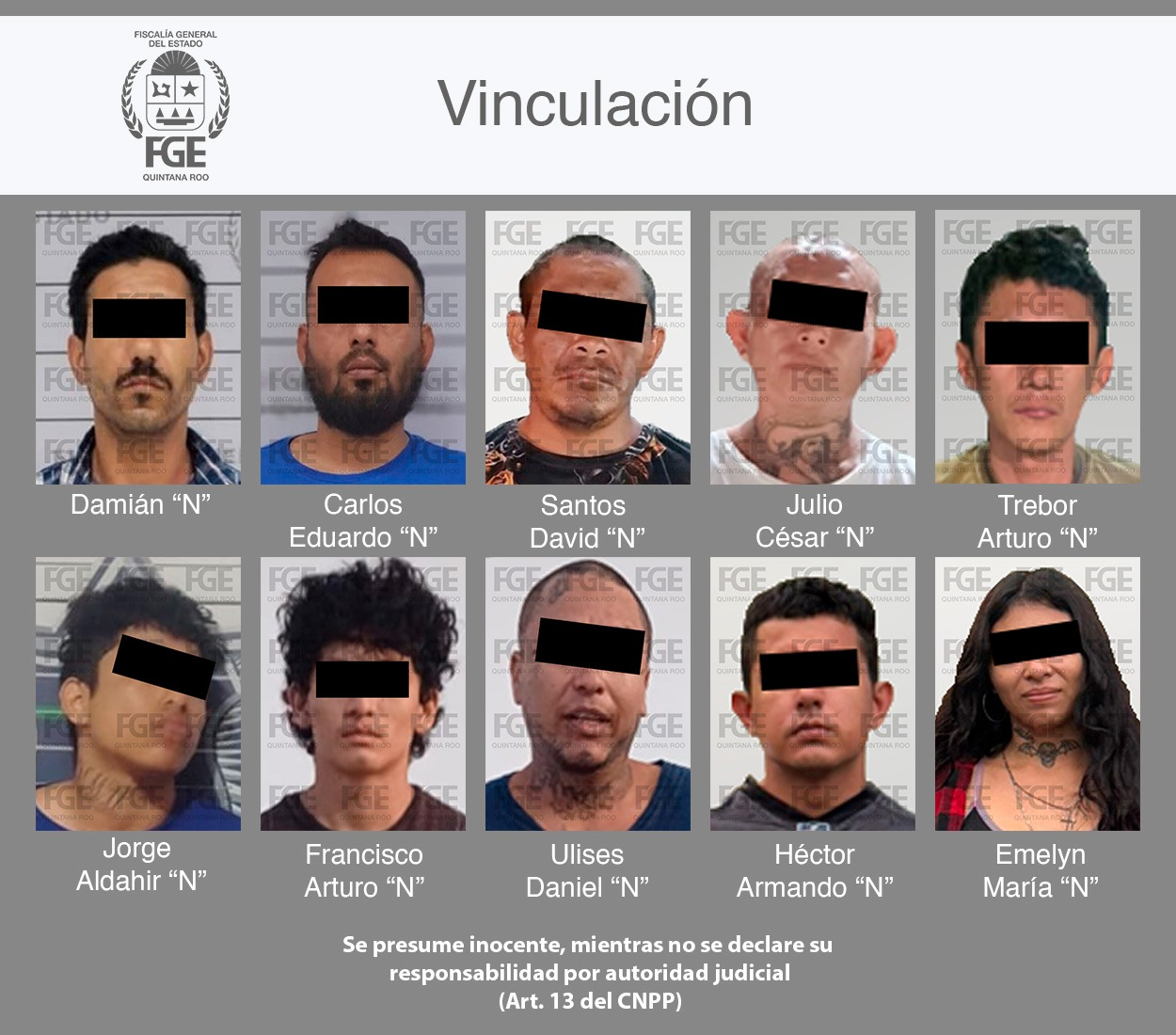 La FGE dio a conocer a las 10 personas vinculadas por narcomenudeo.