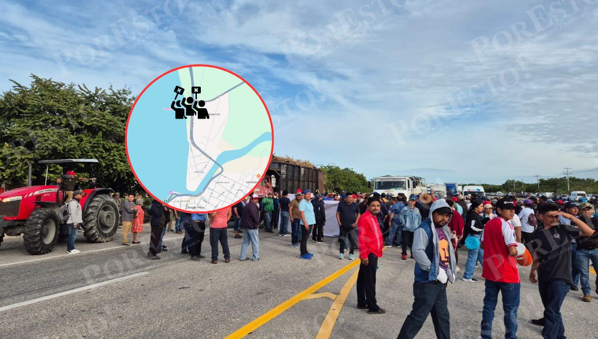 Cañeros bloquean ambos carriles de la carretera Campeche–Champotón; sin rutas alternas disponibles