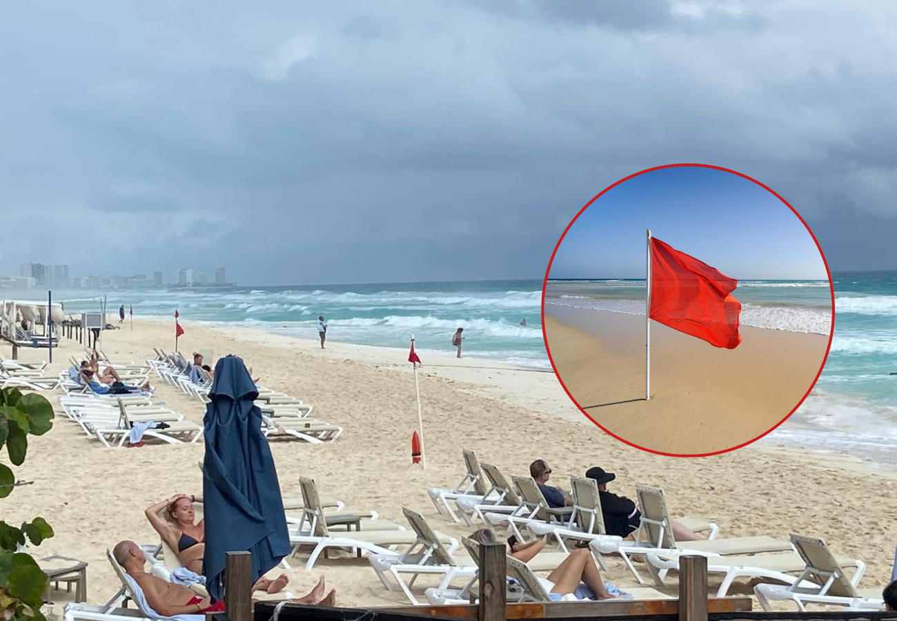 La bandera roja significa el acceso prohibido a una playa