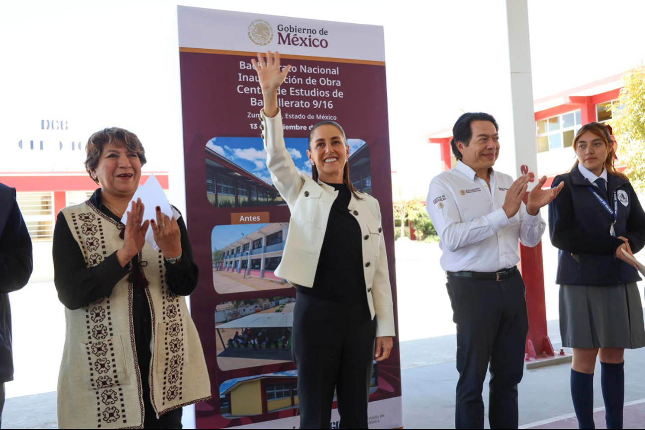 Presidenta Claudia Sheinbaum inaugura obra de reconversión del Centro de Estudios de Bachillerato 9/16 de Zumpango