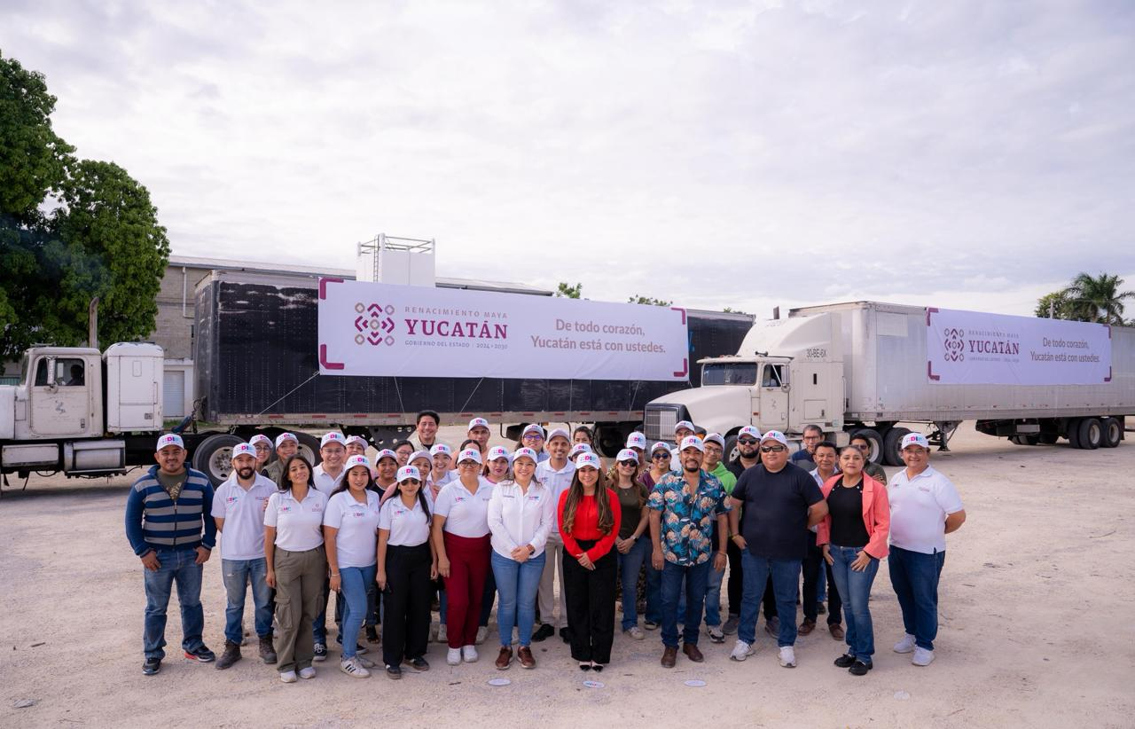 DIF Yucatán despacha segundo cargamento de apoyo; ya suman 54 toneladas para Puebla y Veracruz