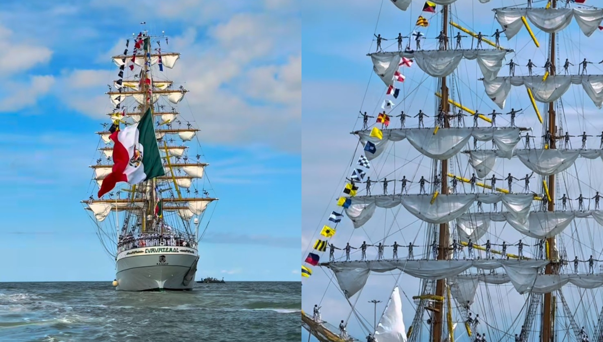 Los cadetes se posicionaron sobre los mástiles de la embarcación