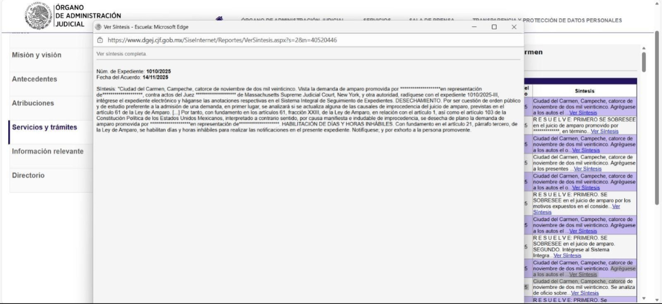 La jueza Emma Magnolia Ayala Rivera desechó el trámite por ser notoriamente improcedente.