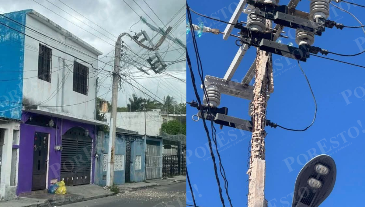 CFE ignora desde hace cuatro años denuncias por postes en mal estado en Ciudad del Carmen