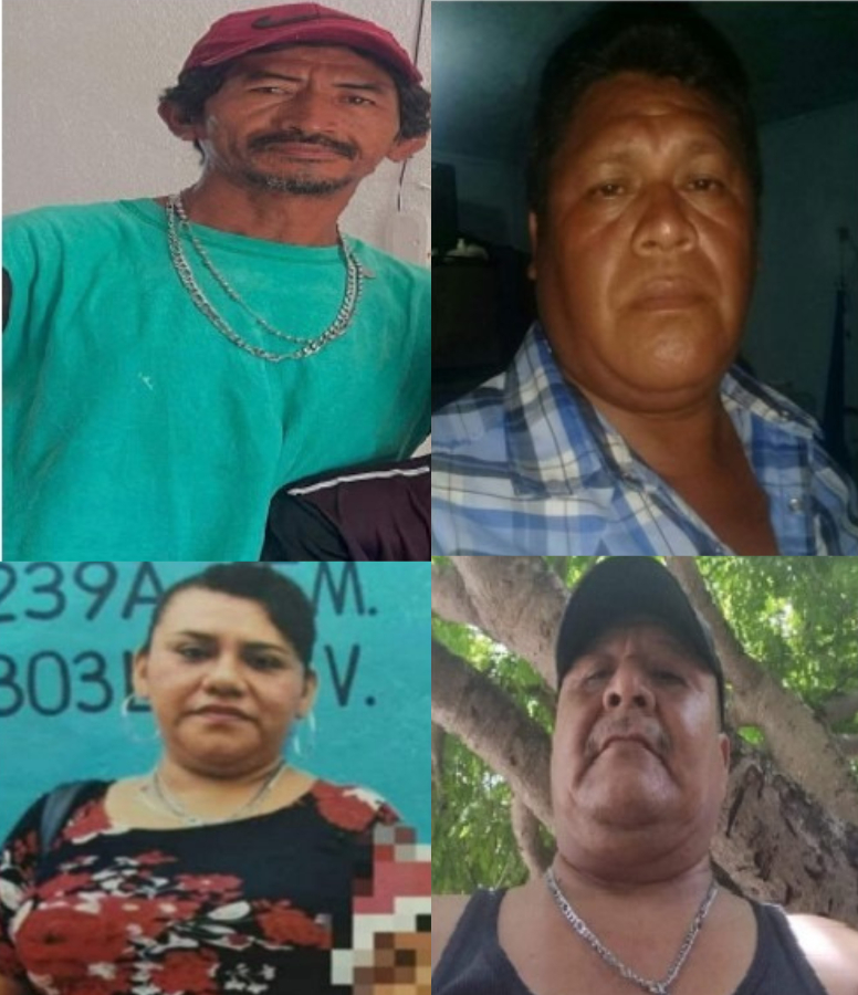 Las víctimas han sido identificados como Guadalupe Jiménez Ramírez, Juan de Dios Morales Pérez, Silvano Morales y José Álvarez Ramírez.  