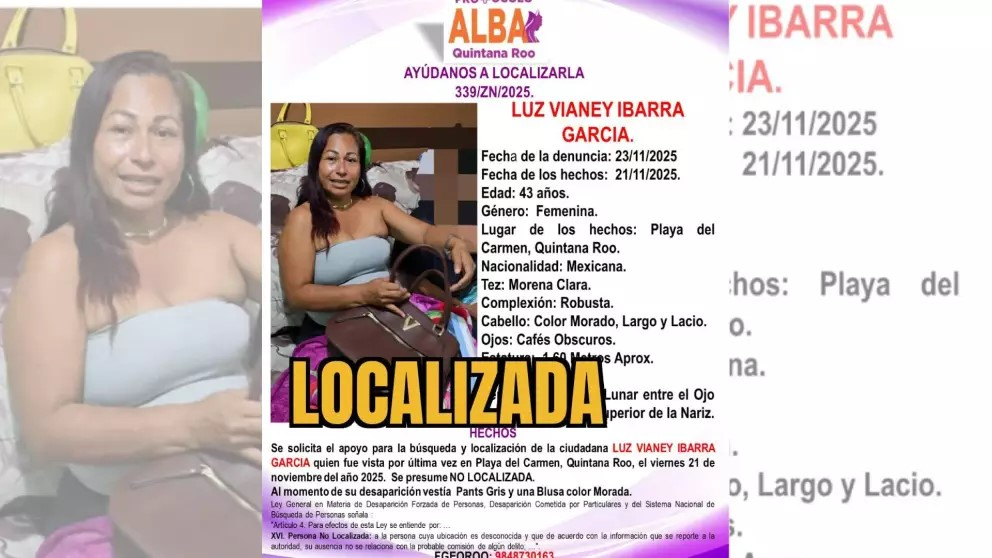 Luz Vianey Ibarra García también desapareció, pero fue localizada con vida