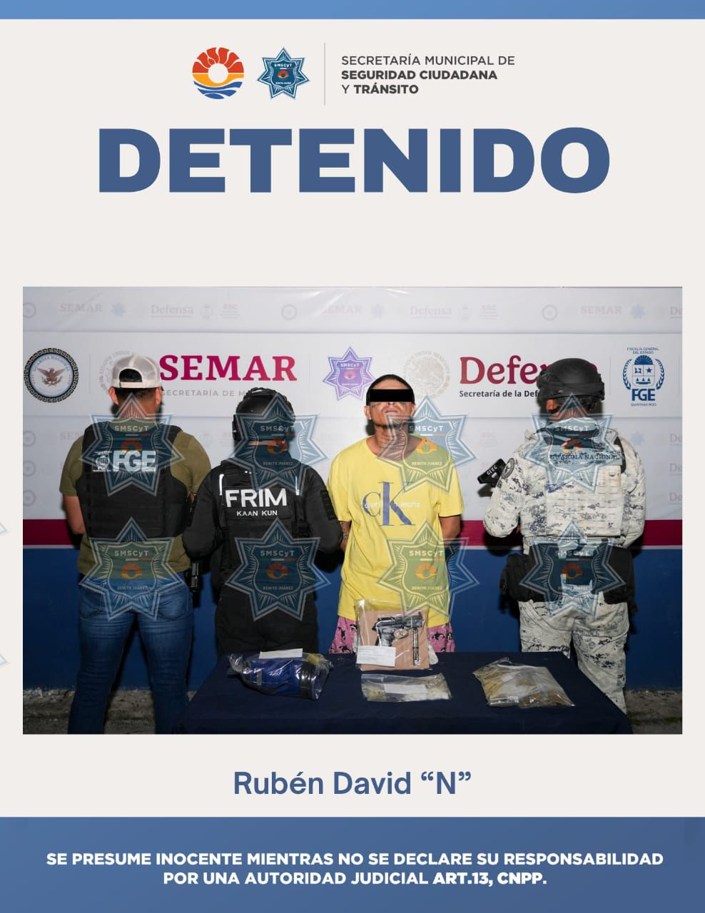 Rubén David "N" fue presentado por las autoridades.