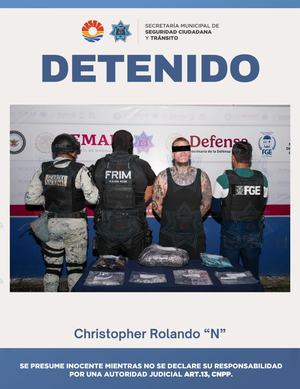 El detenido fue identificado como Christopher Rolando “N”, de 24 años de edad